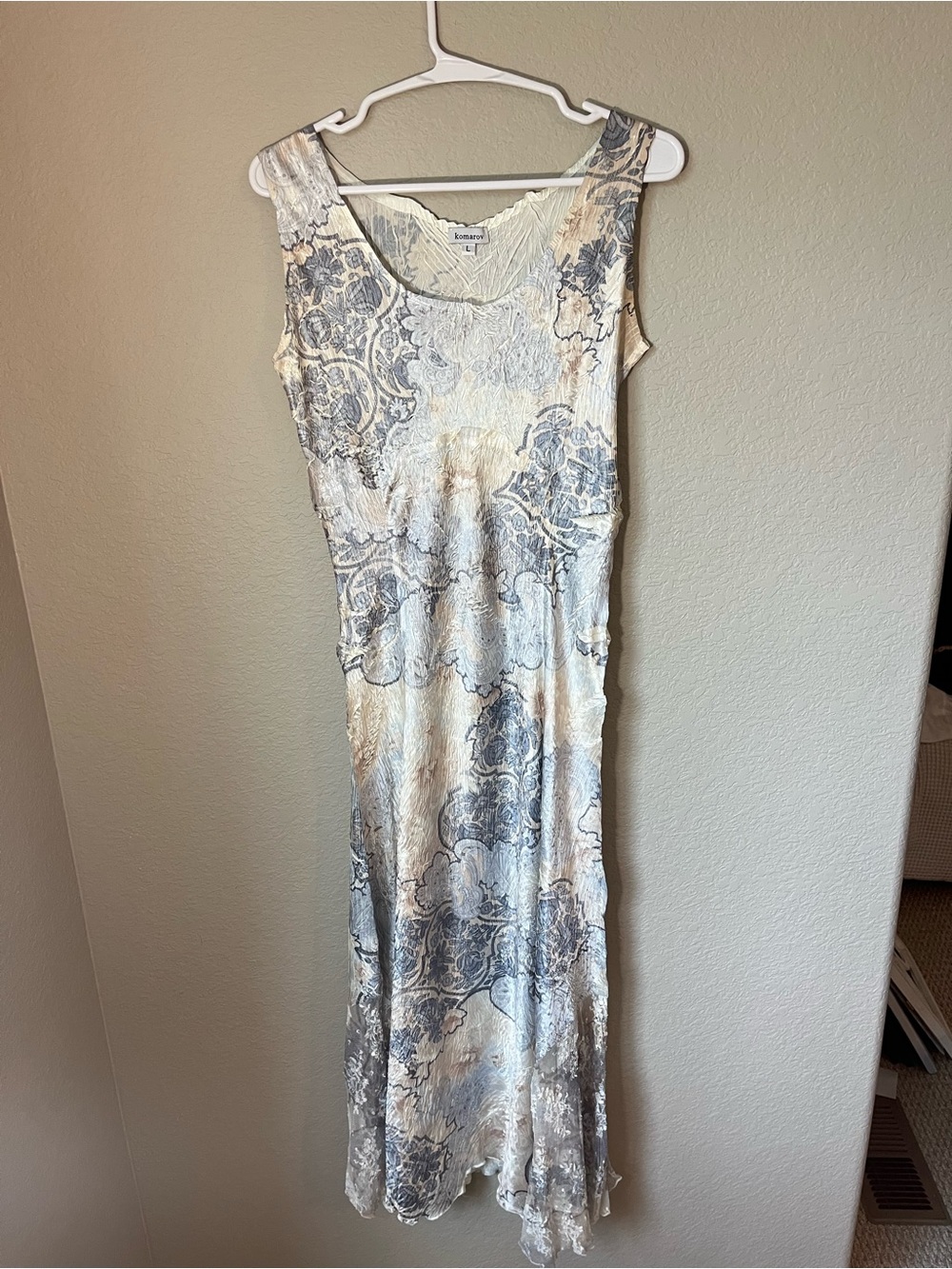 Komarov L Crinkle Floral Lace Maxi Dress Romantic Fairycore Edwardian Cottagecor